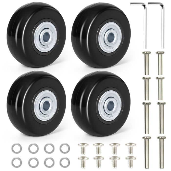Lot de 4 roulettes valise 50x18mm caoutchouc universelles bagages Roulette Cuneary