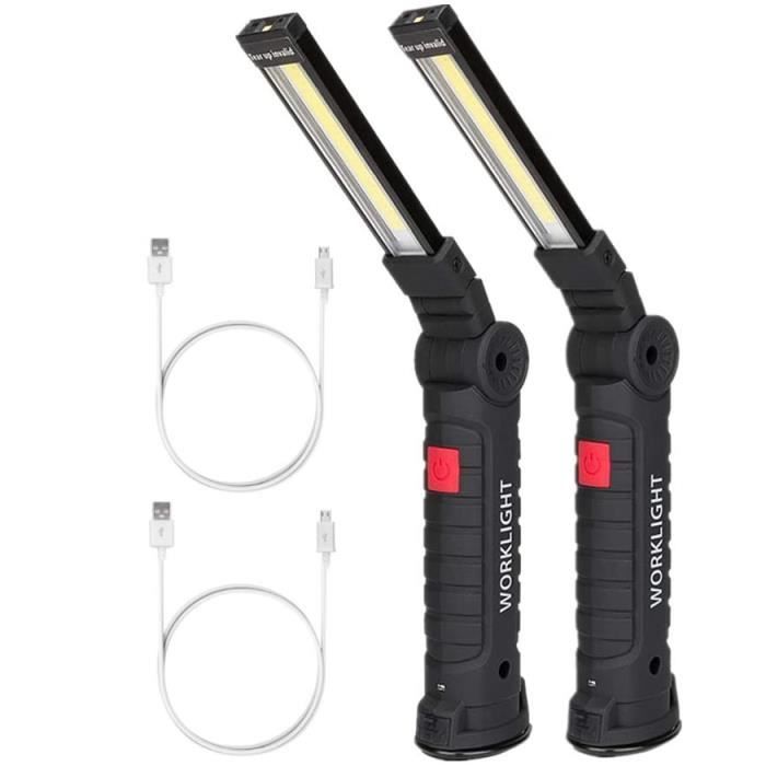 Lampe De Travail Mécanicien LED – 550 Lm, 800 MAh, Aimant, Clip, USB-C, Pour Auto, Camping, Bricolage