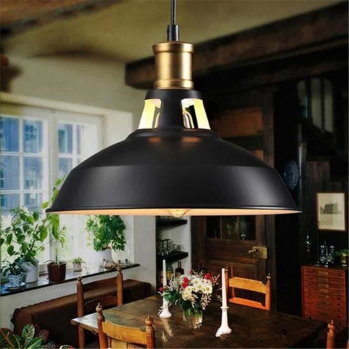 2Pcs Luminaire Suspendue Plafonnie-Retro Industriel Edison Simplicité Lustre Vintage pour Cuisine Salon Salle à Manger Chambre-NOIR