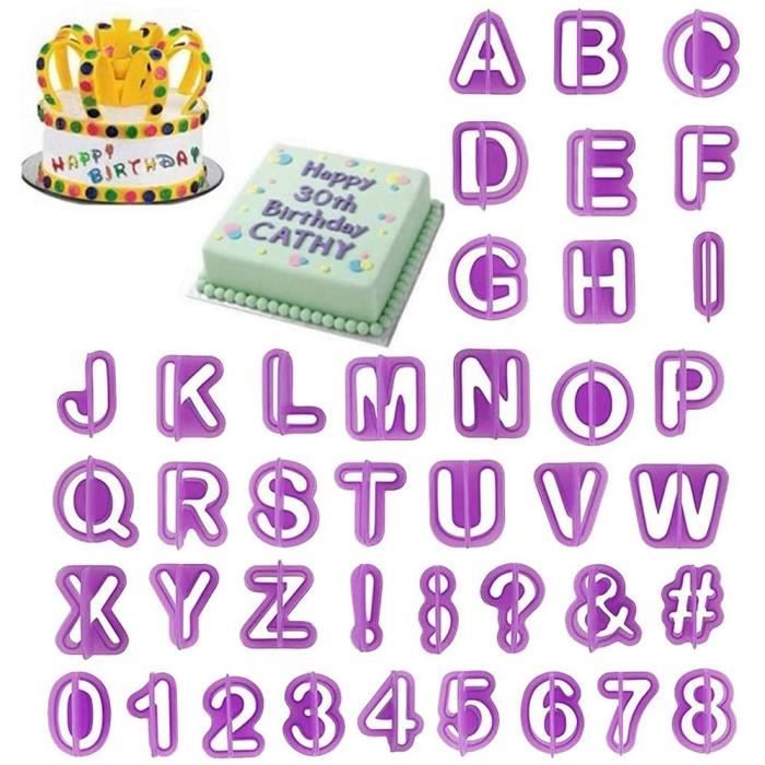 Coffret Emporte Piece Lettre Alphabet - Lot de 40 - Moule pour Pate a Sucre,  Cake, Décoration Gâteau
