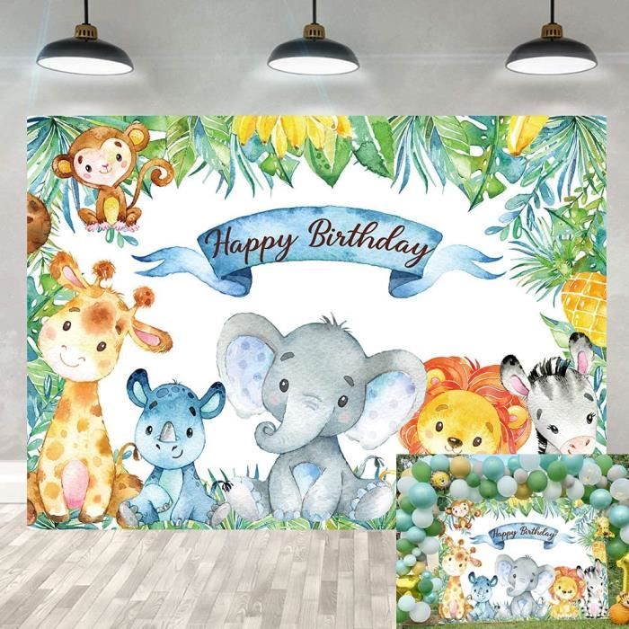 2 1x1 5m Jungle Safari Theme Anniversaire Toile De Fond Foret Animaux Joyeux Anniversaire Photo Decors Animaux Sauvages Elepha 1 Cdiscount Appareil Photo