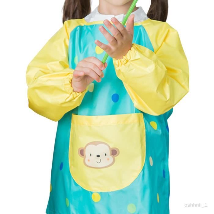 WERNNSAI Tablier de cuisine et de peinture imperméable réglable pour enfants de 2 à 15 ans, Bowknot B001, S