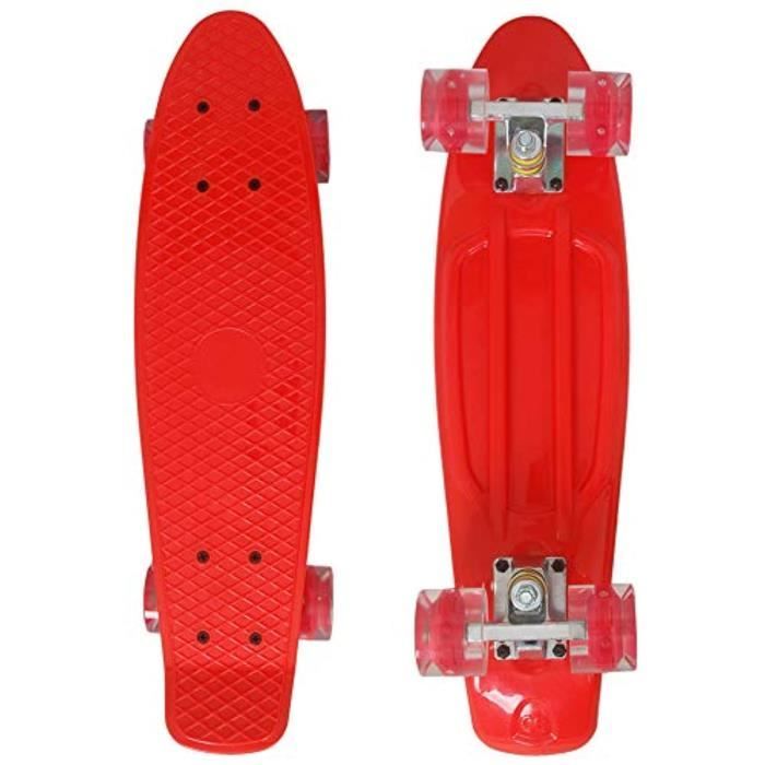 Skateboard Vintage Retro Boards 22 Pouces Blanc Plastique - Roues Rouges