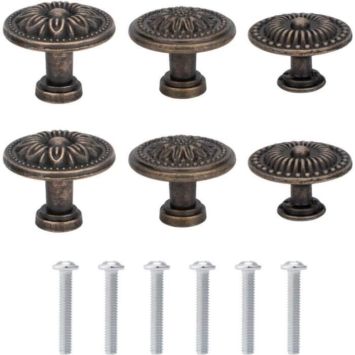 6 Boutons De Tiroir Céramique Pivoine – Vintage, Avec Vis (diam. 40 Mm)