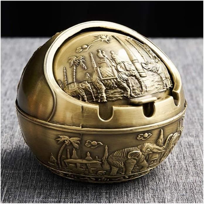 Cendrier Extérieur Avec Couvercle - Lot De 2 - Coupe-Vent, Anti-Odeur, Métal Bronze - Pour Jardin, Balcon, Restaurant