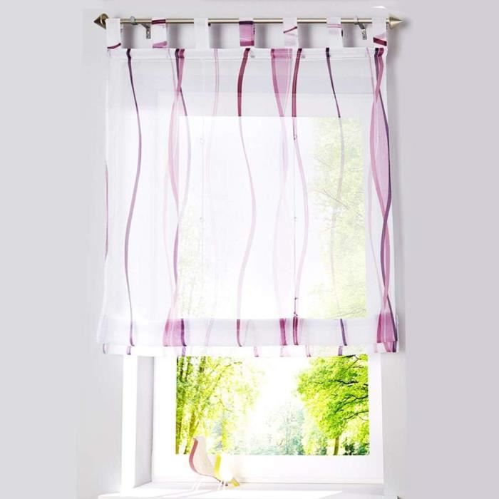 Store Romain Passe Tringle Couleur Unie Gris Clair Avec Pan Plissé LxH/60x155CM Rideau Voilage Raffrollo Décoration De Fenêtre Chambre/Salle De Bain/Balcon