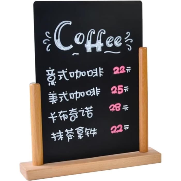 Lot De 2 Enseignes Tableau Noir A4 Avec Support Bois - Double Face, Ardoise Acrylique Pour Mariage, Café, événements