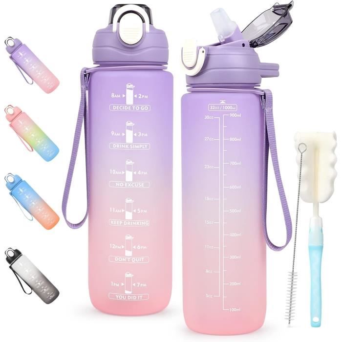 Gourde Isotherme WEMEET 1L - Acier Inox 18/10 Avec Paille Amovible - Sans BPA