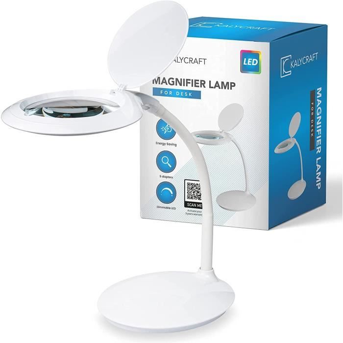 Lampe Loupe Grossissante De Bureau Lumière 56006000K, 1200 Lumens, 4