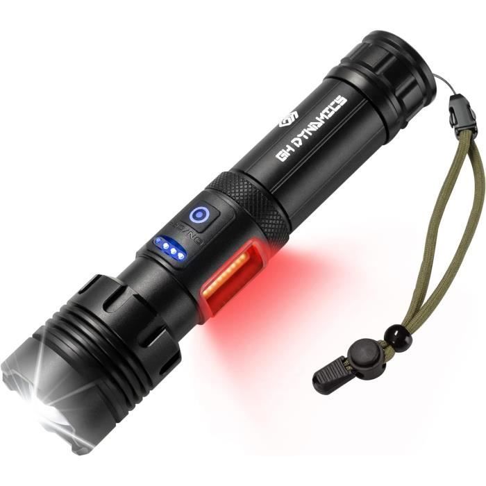 Lampe Torche LED Ultra Puissante 13000 Lumens – Rechargeable – Aluminium Noir – P70-3510A