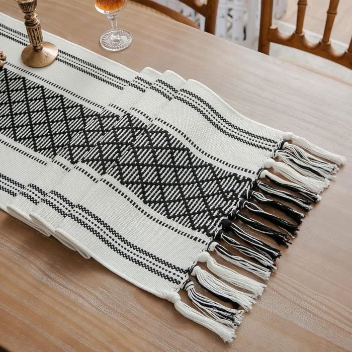 Chemin De Table Blanc 33x183cm Avec Broderie - Nappe D'appoint Style Pastoral Pour Décoration
