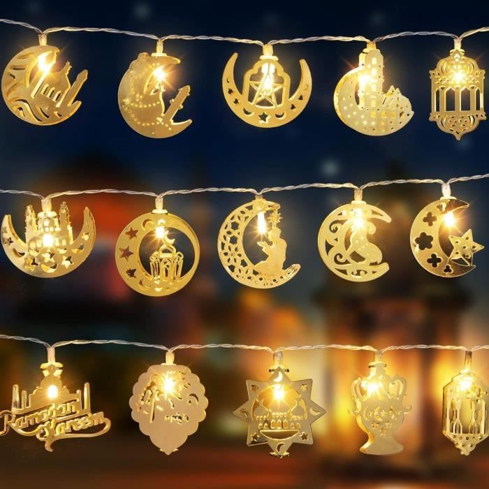 Decorazioni Ramadan Luci Ramadan, Decorazioni Eid Mubarak 5.4ft 10 LED Luci Stringa Ramadan A batteria Luci Fatate Ramadan Kareem Decorazione per Giardino Domestico Decorazione Festa Ramadan Musulmana