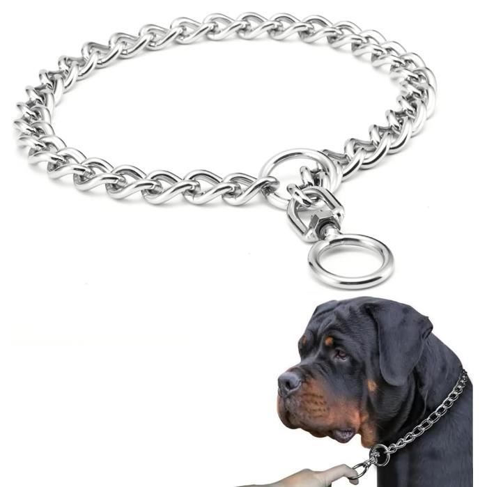 Collier pour Chien en chaîne,Collier pour Chien à mâcher réglable en métal en Acier Inoxydable avec Fermeture de connecteur pour Chi