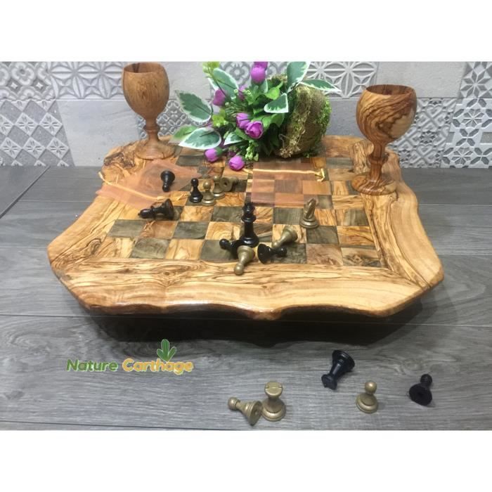 Idee Cadeau Noel Echiquier Jeu D Echecs Rustique En Bois D Olivier 45 Cm Cadeau Maman Decoration Maison Cadeau Insolite Cdiscount Jeux Jouets