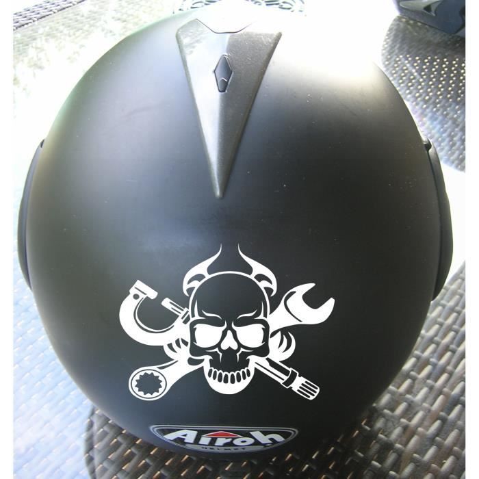Autocollant Crâne skull tête mort casque moto stickers adhesif