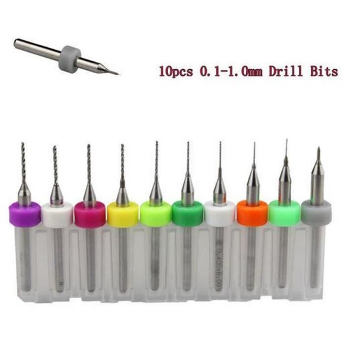 10PCS 0.3-1.2mm PCB Carbure Micro Foret Fraise Perceuse Drill Bit 1//8/" Shank CNC