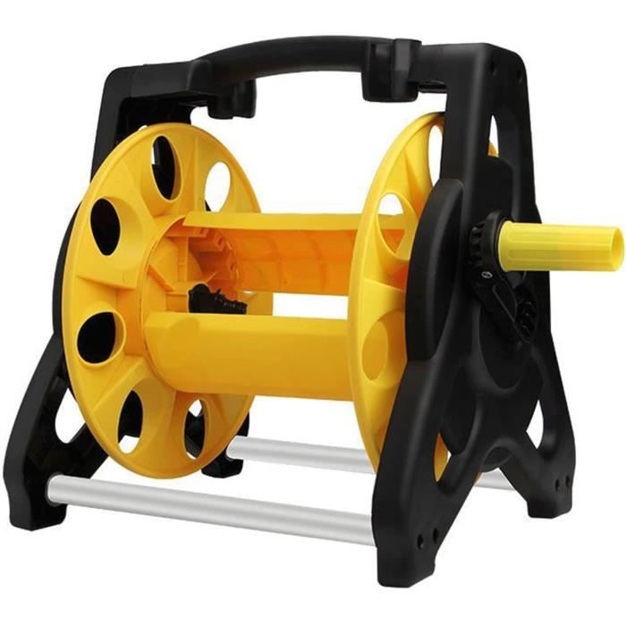 Support Tuyau Arrosage Autoportant VyGrow Métal Robuste Avec 4 Piquets - Porte Enrouleur Amovible 150 Pieds, Noir Jardin