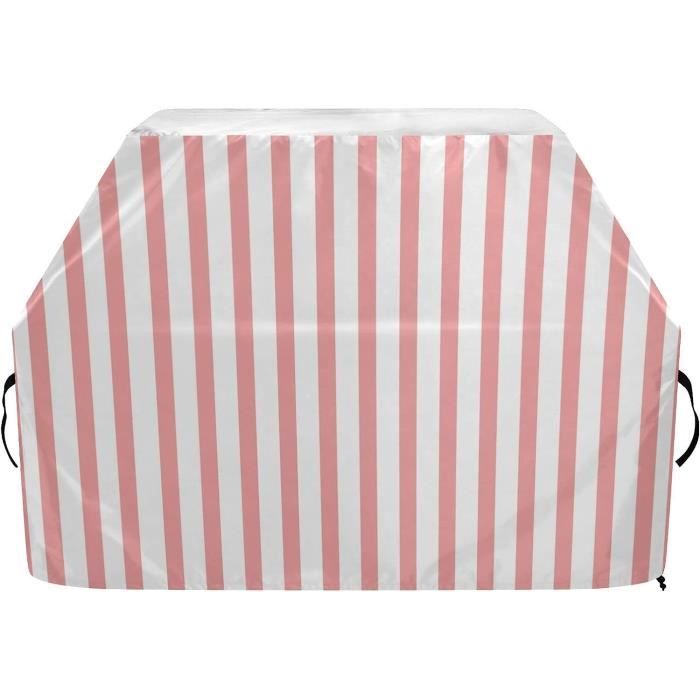 Housse de barbecue à rayures roses de 165 cm pour barbecue à gaz coupe