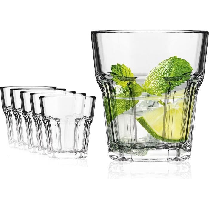 Verre à Eau Syrah 235ml - Verre Transparent Avec Motif Arabesqué - Lavable Lave-Vaisselle
