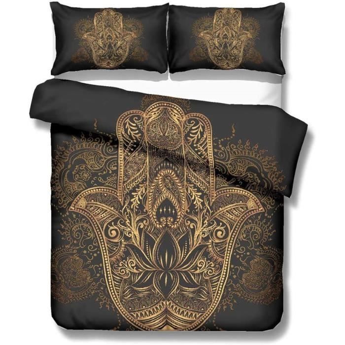 Housse De Couette 220X240 Statue De Bouddha 3D Parure De Lit Avec