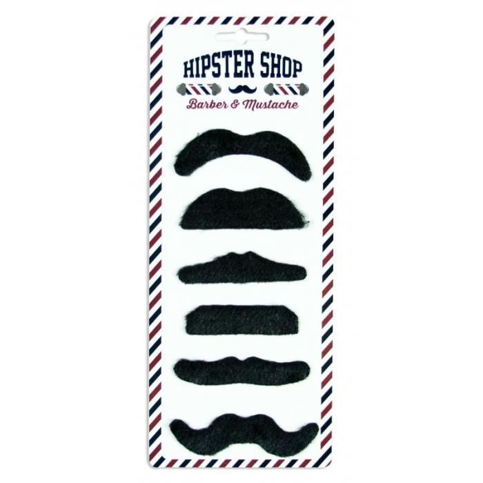 Moustache Party Noir X6 Orange - Kit de 6 moustaches noires pour jouer le rôle de célèbres personnages de films