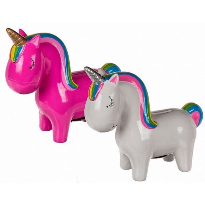 1 Tirelire Licorne Ceramique 20 X 19 Cm Rose Blanc Achat Vente