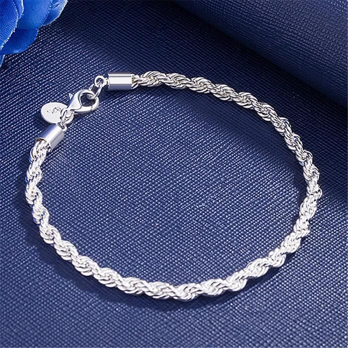 Bracelet Femme Alliage Corde torsadée 20cm - Cadeau anniversaire femme,