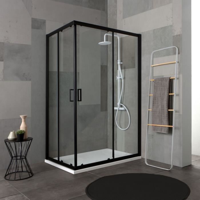 BOX DOCCIA 80X120 PROFILO NERO OPACO CRISTALLO TRASPARENTE CITY