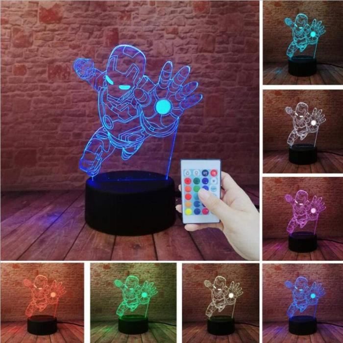 Veilleuse Nouveaute Marvel Avengers Dessin Anime Super Heros Figure Spiderman Iron Man 3d Lampe De Table Hu7 Cdiscount Pret A Porter