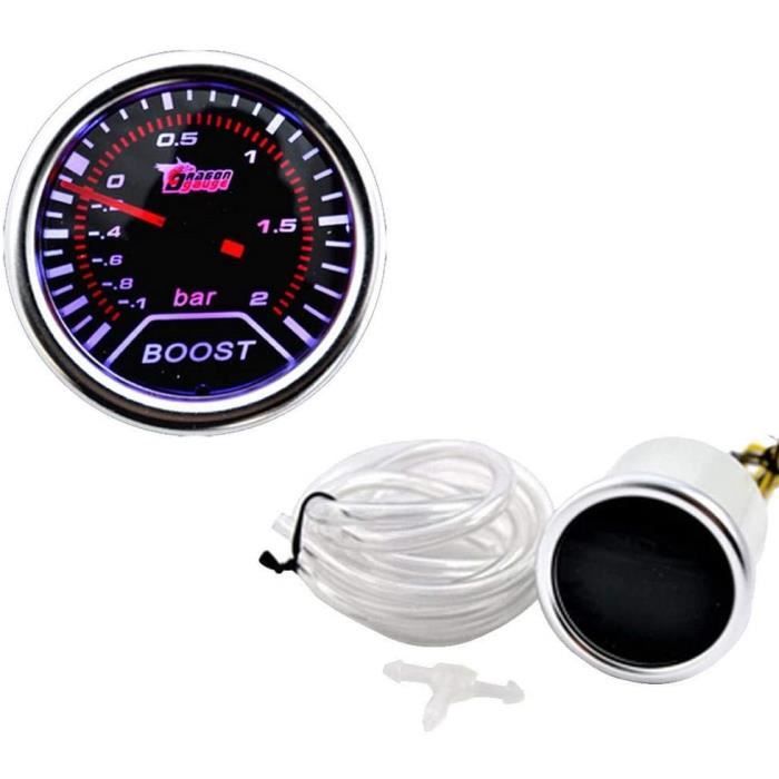 Dingln Manomètre Turbo Boost 52 Mm LED – Jauge Pression Turbo Universelle 2 Pouces Avec Éclairage Bleu, Haute Précision