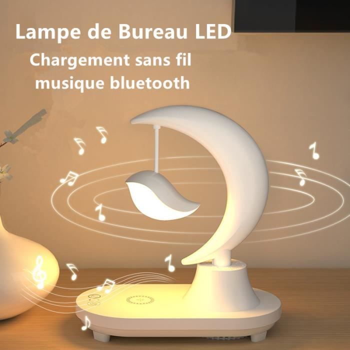Lampe de bureau LED lampe de bureau 10 W avec chargeur sans fil musique Bluetooth lampe de bureau à intensité variable avec port