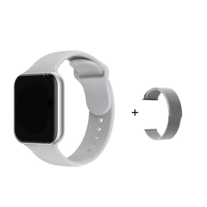 Montre connectee F10 montre intelligente ECG Smartwatch plein ecran tactile frequence cardiaque montre de Type white and steel Cdiscount Telephonie