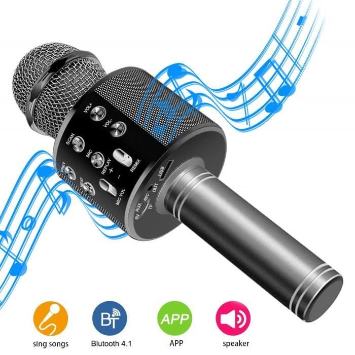 Micro Karaoké Enfant Bluetooth - 5 En 1 Avec Effets Vocaux - Cadeau Anniversaire 5-12 Ans - 8h Autonomie
