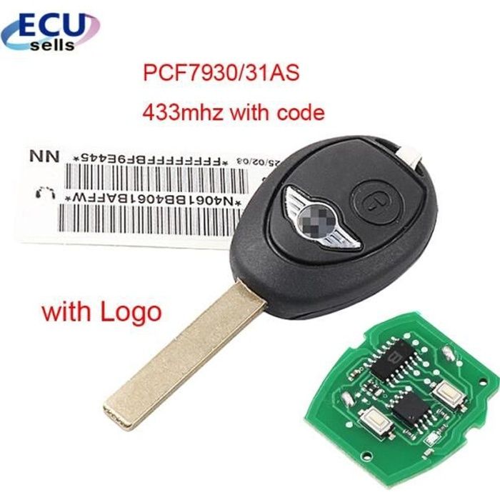 Taille Clé télécommande à , 433MHZ, avec puce ID73, pour Bmw Mini Cooper S R50 R53 ONE Full 7935 PCF7930-31AS