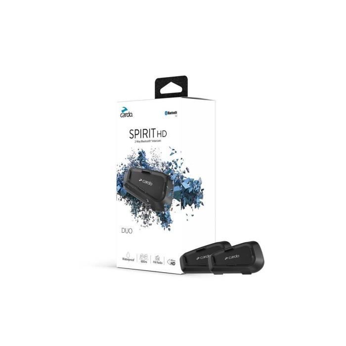 Intercom Bluetooth - Cardo - Spirit HD Duo - 2 modules - Écouteurs HD 40mm - Étanche