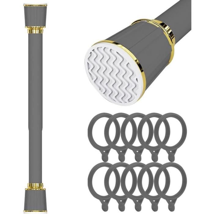 Barre Rideau Douche Extensible Tringle Rideaux Sans Perçage Perche Télescopique en Acier Inoxydable 304 120-215cm Noir - Maison