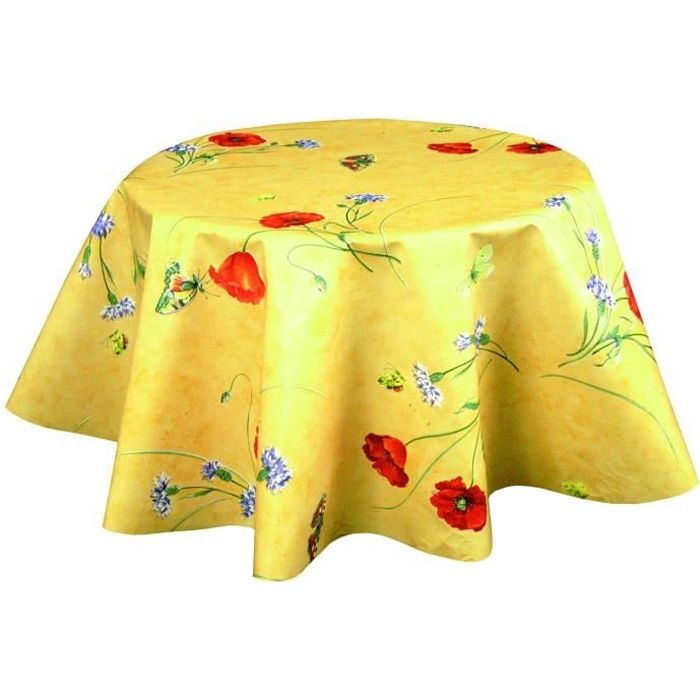 Nappe En Toile Ciree Ronde Provencale Vallon Diam 150 Cm Jaune Achat Vente Nappe De Table Cdiscount