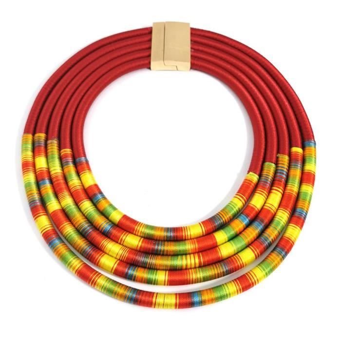 Collier Femme Multi-Chaînes Avec Cristaux Colorés - Bijou Élégant Et Cadeau Idéal