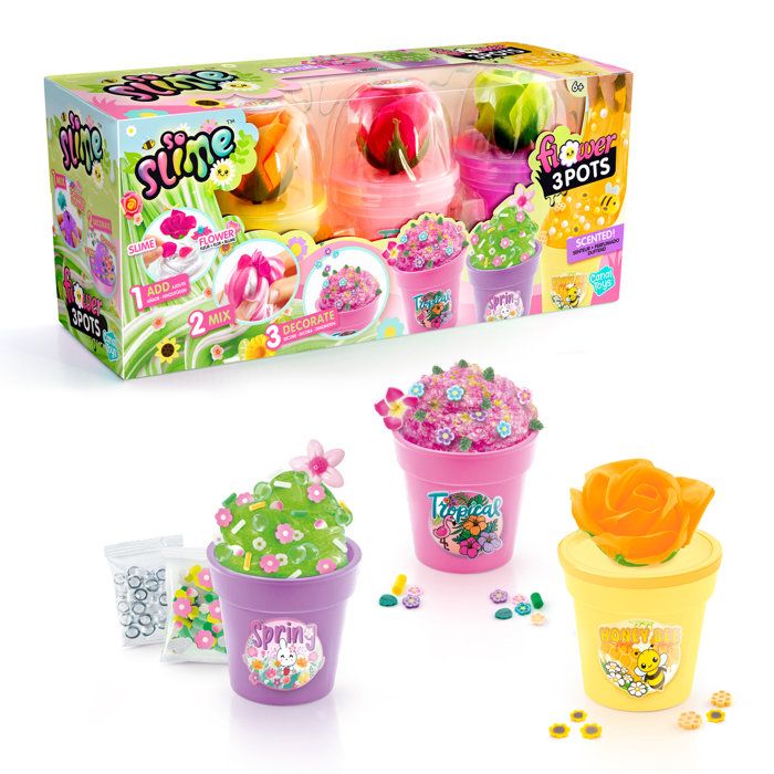 Slime Canal Toys SSC 418 – Pack de 3 Pots Slime Flower à Personnaliser