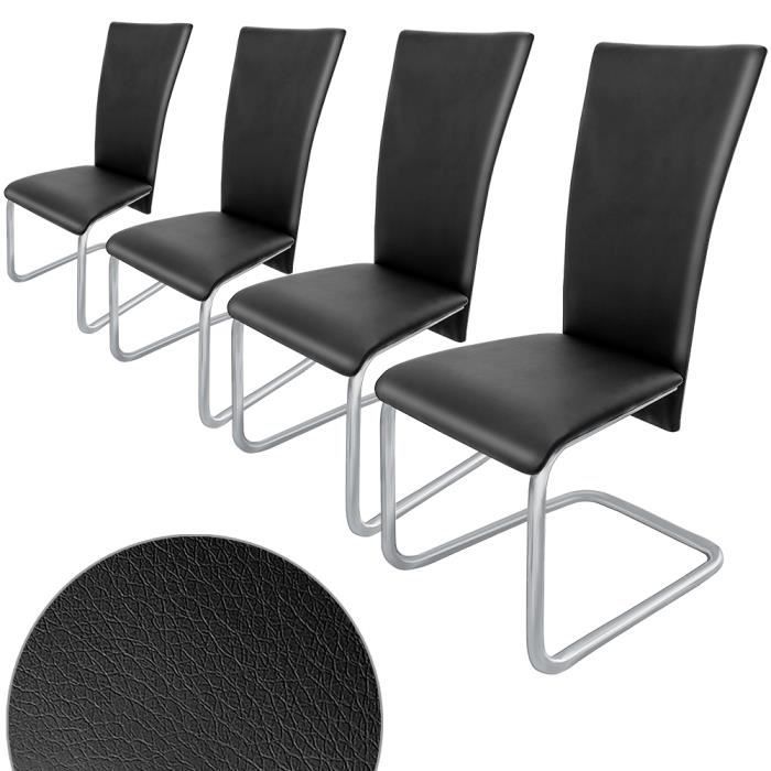Lot de 4 chaises cantilever en porteàfaux Noir Salle à manger Dossier