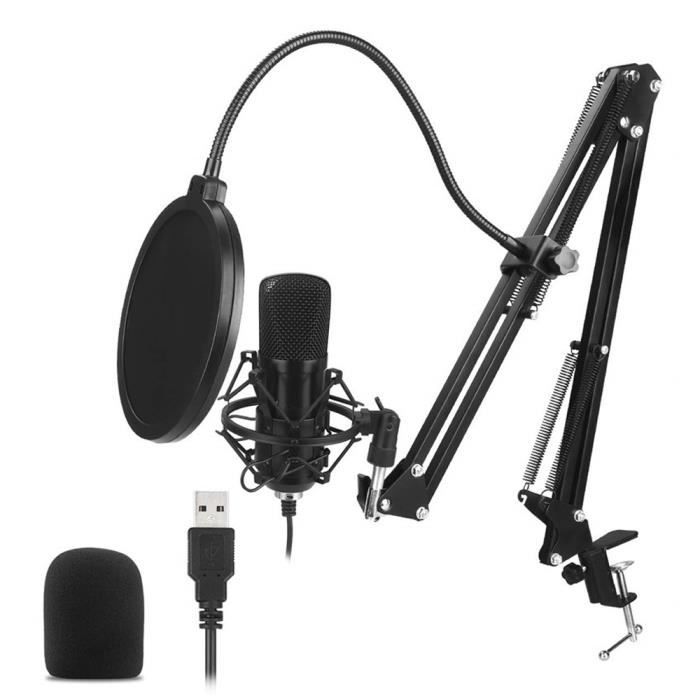 Microphone USB Diealles Shine - Condensateur 192kHz/24bit Avec Bras Ciseaux Et Filtre Anti-pop
