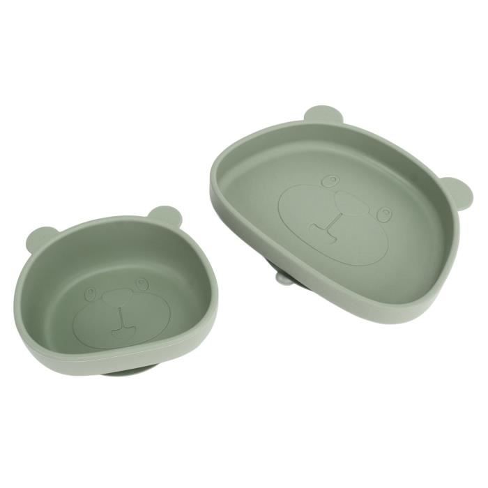 Assiette à Ventouse Silicone Pour Bébé - Plat Divisé Tout-Petits Auto-Alimentation Micro-ondes