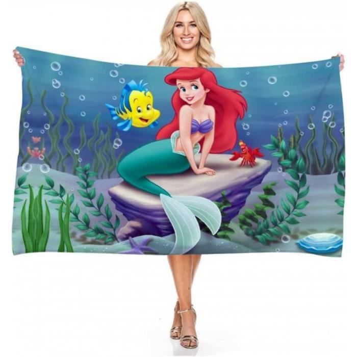 Serviette De Plage Pour Enfant - Motif Sirène - 70 X 140 Cm Serviette