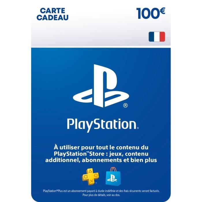 Carte cadeau numérique de 100€ à utiliser sur le PlayStation Store