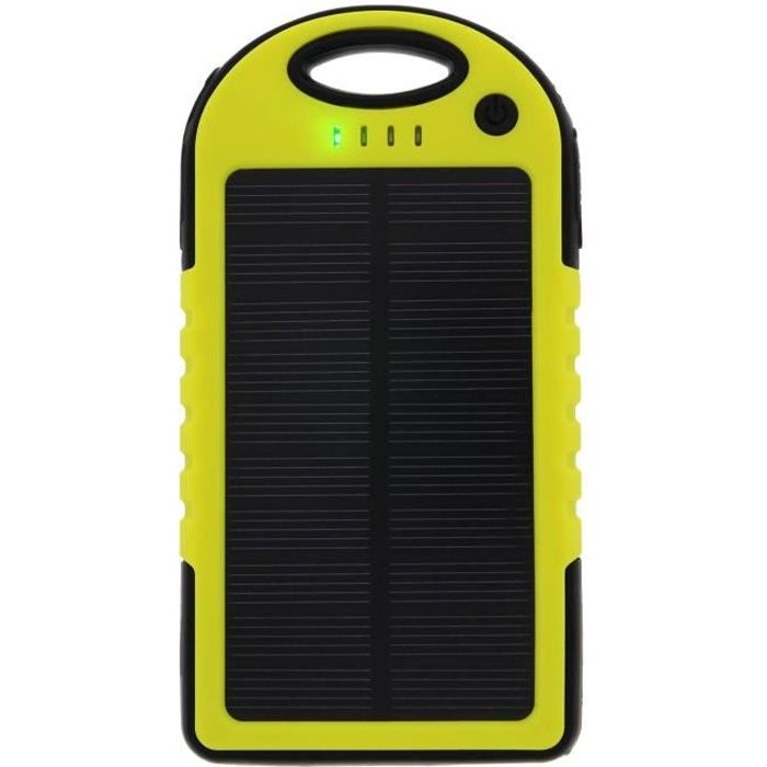 Chargeur Solaire Batterie de Secours 5000 mAh Mobiles et Smartphones - Jaune