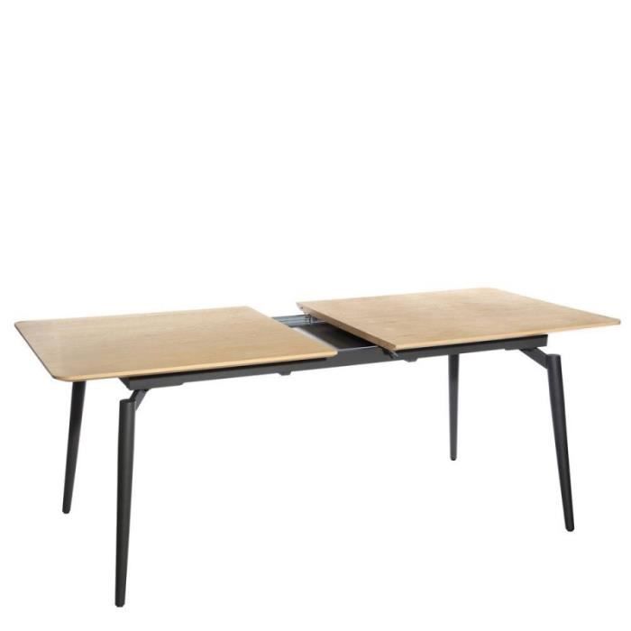 Table Rectangulaire Extensible Reppe En Mdf Aspect Bois Naturel Et