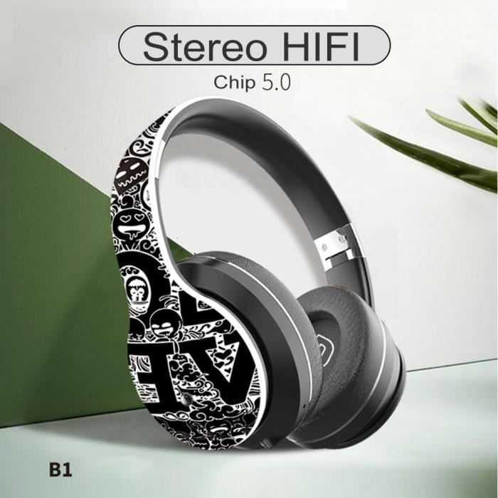 Casque Sans Fil Bluetooth 5.0 GOBRO - EL-B1 - Graffiti - Réduction de bruit - Pliable