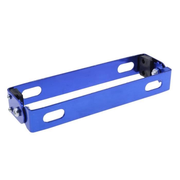 Qiilu Support De Plaque D'Immatriculation Moto Télescopique Réglable - Alliage D'Aluminium Avec Lumière LED Bleu - Style Et Visibilité Accrue