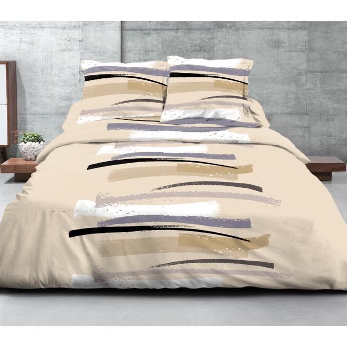 Utopia Bedding Housse De Couette 240x260 Cm Beige Avec 2 Taies 65x65 Cm - Parure De Lit Microfibre Douce