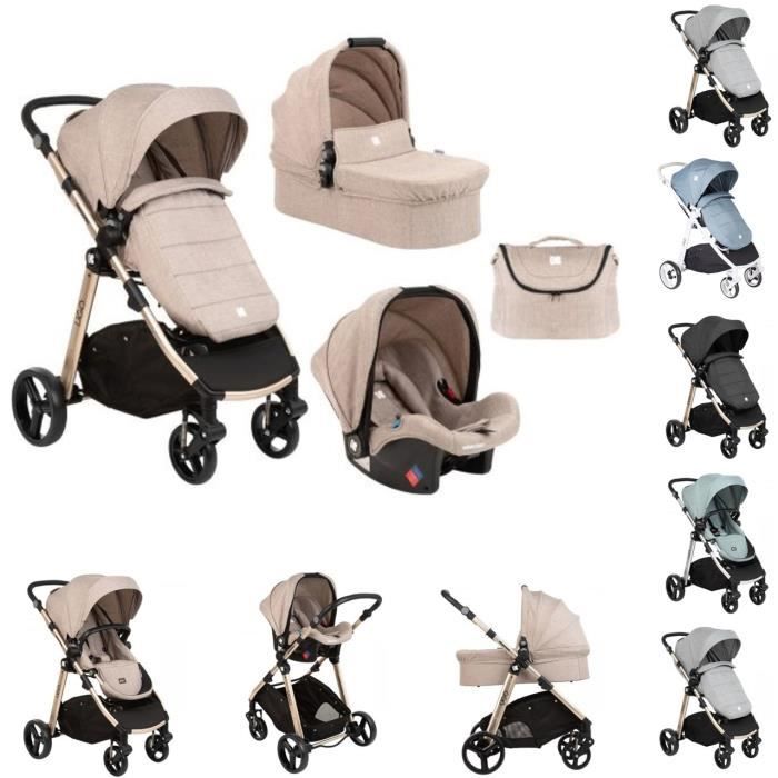 Poussette 3 en 1 Ugo Kikkaboo Siege auto nacelle siege sport Beige Roues pivotantes Mixte Cdiscount Puericulture Eveil bebe